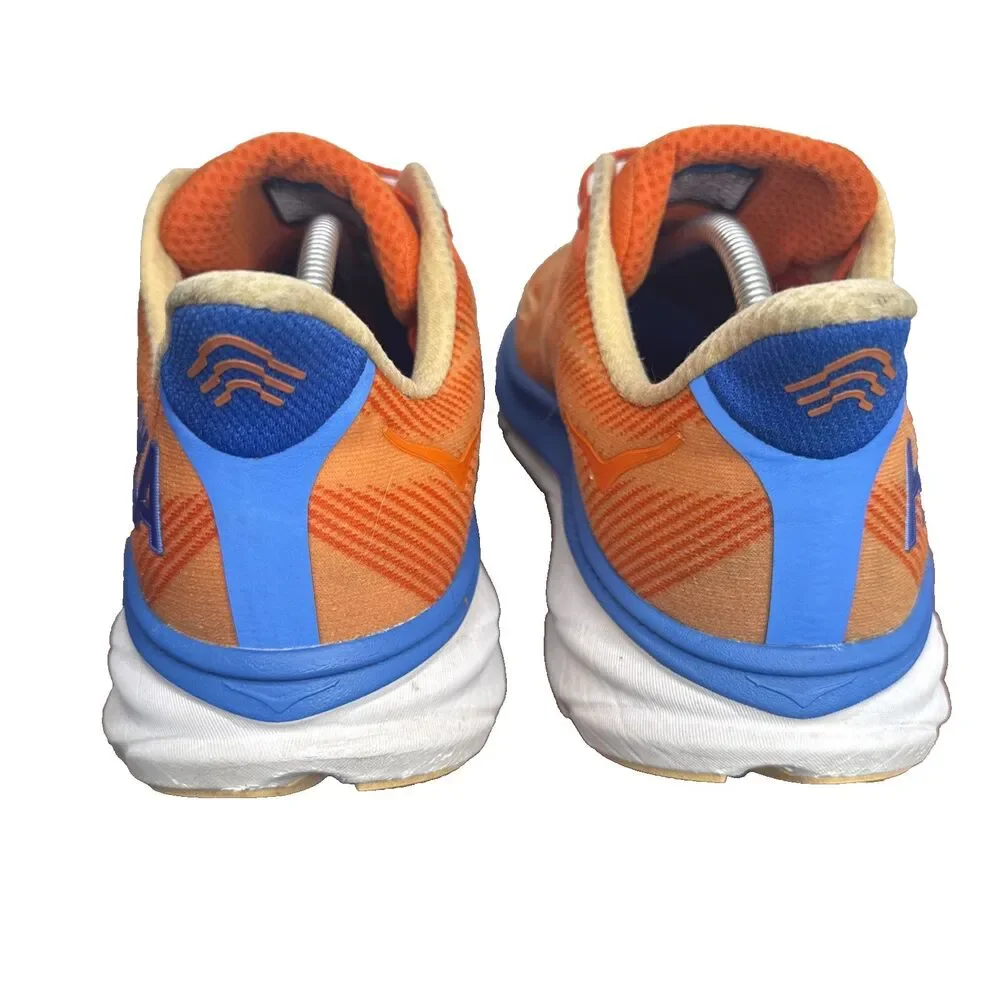 Hoka One One Clifton 9 Impala Orange Blue Mens Size 12.5 D Athletic Shoes